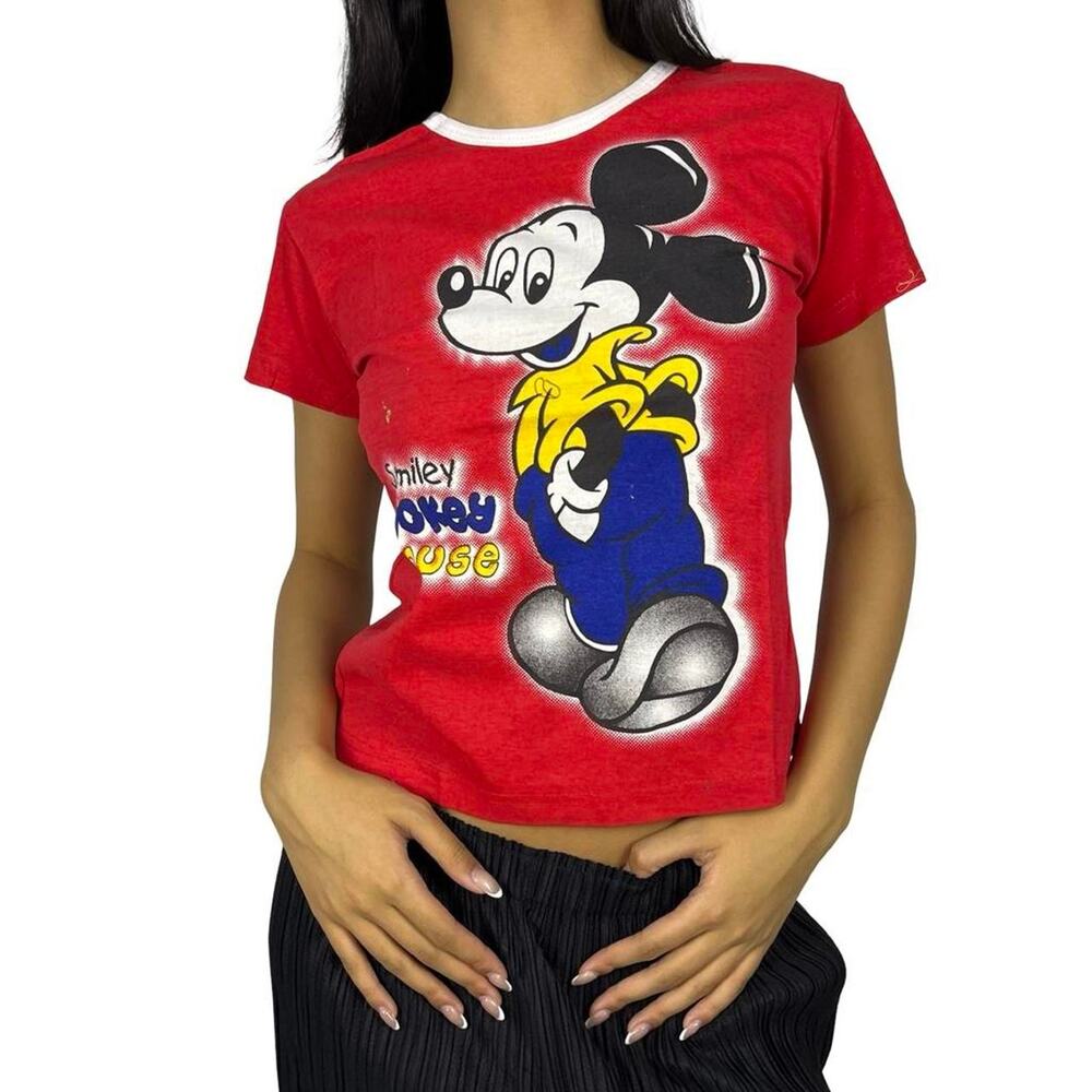 Vintage 90’s Unlicensed Mickey Mouse Red Graphic Top